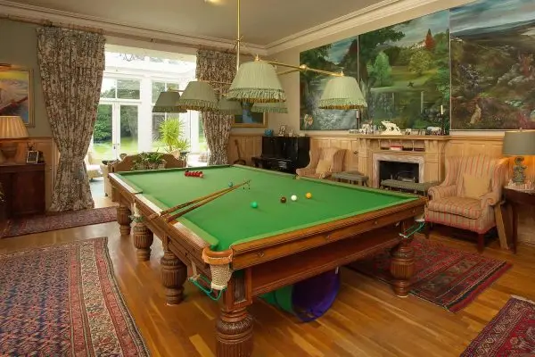 A colour photograph of the billiard room at Edradynate Country House -Luxury self catering accommodation in Scotland - Edradynate Country House and Sporting Estate House Perthshire