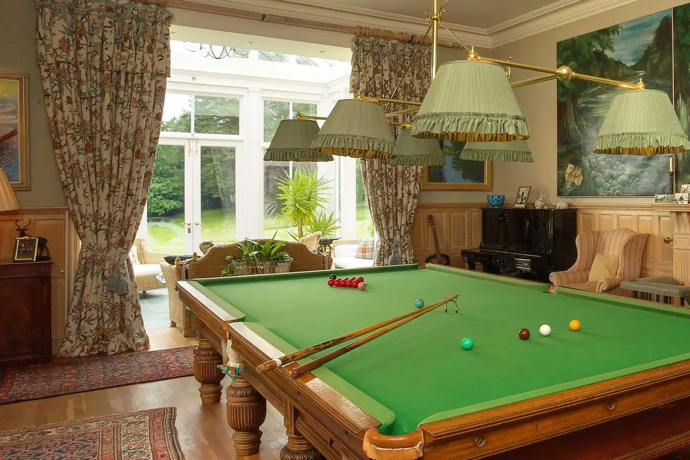 A colour image of the Pool table at Edradynate estate luxury self catering accommodation in Scotland - Edradynate Country House and Sporting Estate House Perthshire Scotland